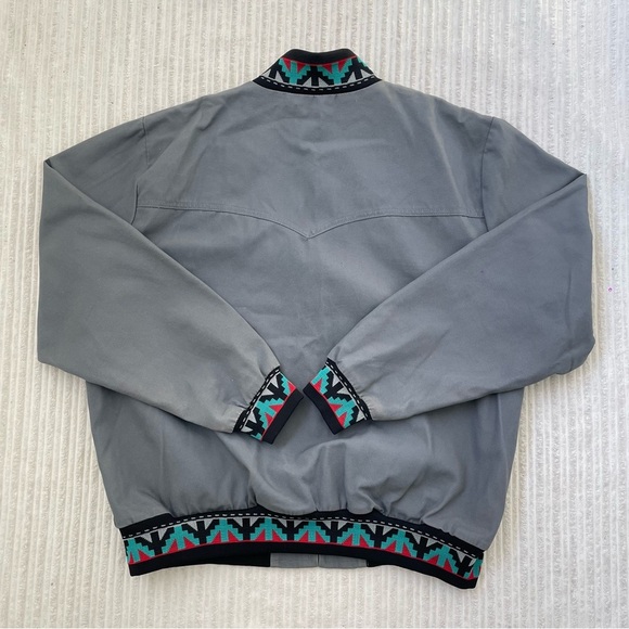 Vintage Tyrol Native Aztec Print Gray Bomber Jacket - Picture 5 of 6
